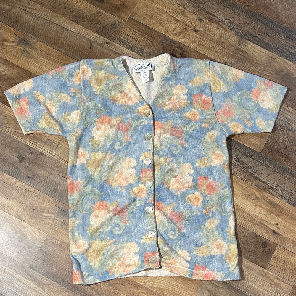 Gabriella T Floral Button-Up Cardigan